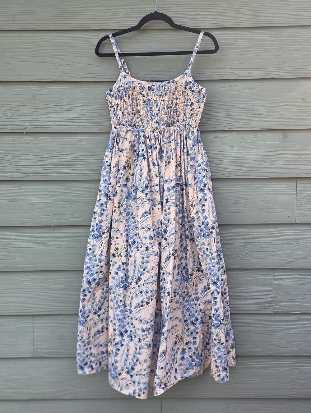 A Pea In The Pod Smocked Spaghetti Strap Poplin Maternity Dress XS